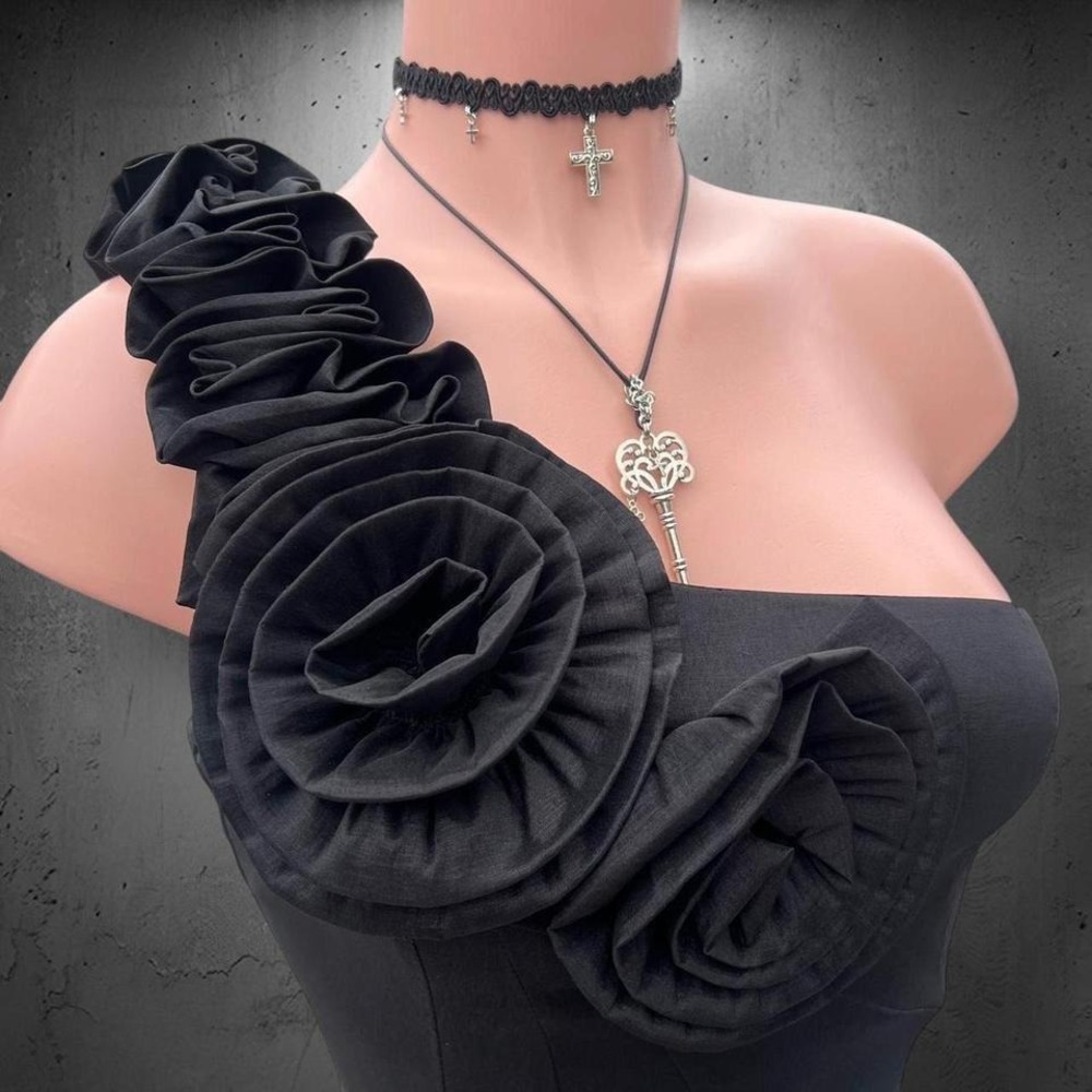 Vintage Daisy One Shoulder Rosette Mini Bodycon Dress